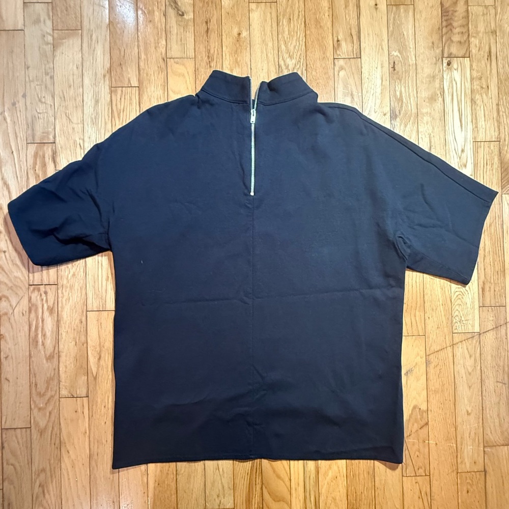 OAK + FORT Black Zip Detail Top #700